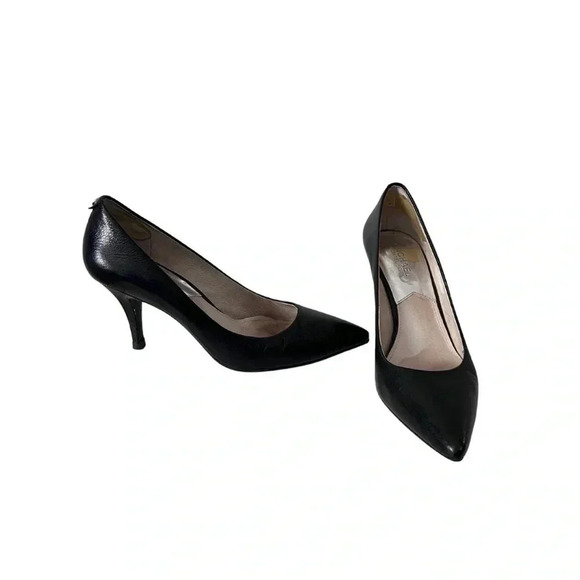 Michael by Michael Kors | Black Leather Pointy-Toe Pumps |  Size 9 - Picture 1 of 10